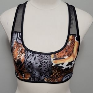 Vintage Bonjour Brazilian animal print feline sports bra size 7